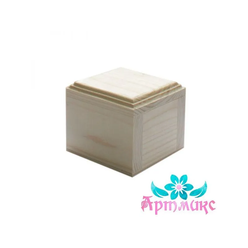 Boîte en pin massif avec couvercle biseauté et charnière, taille 10x10xh9 AH616021F