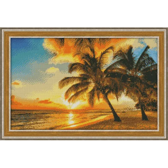 Kit de peinture diamant Coucher de soleil tropical 60х38 cm AZ-1063