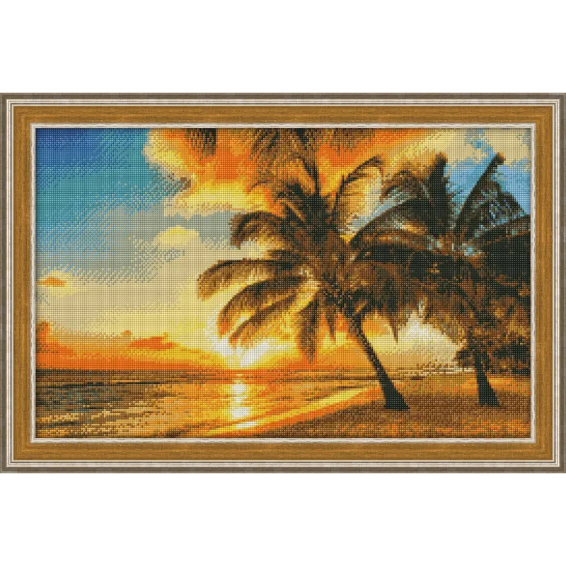 Kit de peinture diamant Coucher de soleil tropical 60х38 cm AZ-1063