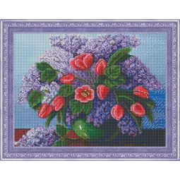 Deimantų tapybos rinkinys Alyvų puokštė 40*30 cm AZ-1314