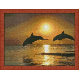Deimantinis tapybos rinkinys Žaidžiantys delfinai 40x30 cm AZ-1089