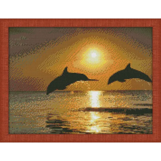 Картина стразами "Игры дельфинов"   AZ-1089