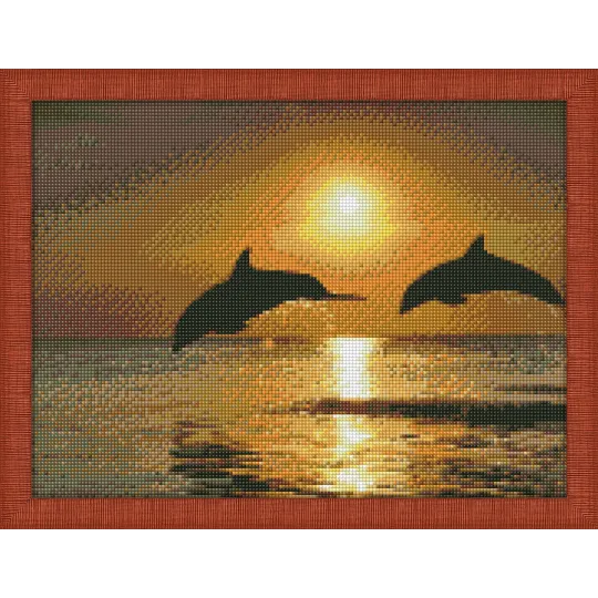 Kit de peinture diamant jouant aux dauphins 40x30 cm AZ-1089