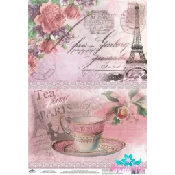 Carte de riz pour decoupage "Petit-d
rjeuner 
Paris" taille: 21*30 cm AM400259D