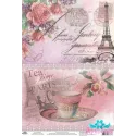 Ryžių kortelė dekupažui "Pusryčiai Paryžiuje" dydis: 21*30 cm AM400259D