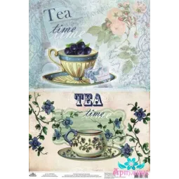 Рисовая карта для декупажа "Чайная тема" размер: 21*30 см AM400260D