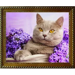 Diamond painting kit Cat in the Lilac 40х30 cm AZ-1417