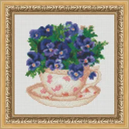 Deimantų paveikslėlio rinkinys Gėlės puodelyje 25x25 cm AZ-1440