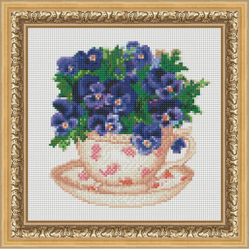 Diamant-Malerei-Set Blumen in der Tasse 25 x 25 cm AZ-1440