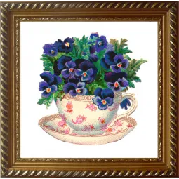 Deimantų paveikslėlio rinkinys Gėlės puodelyje 25x25 cm AZ-1440