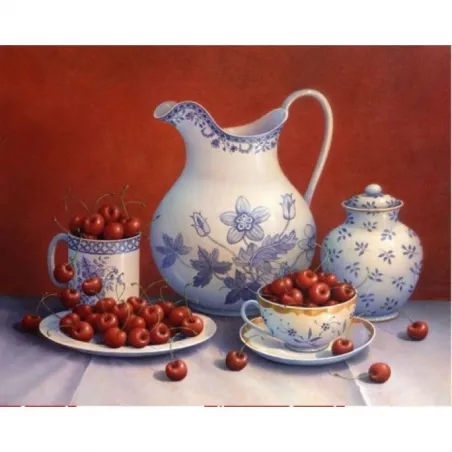 (Discontinué) Kit de peinture diamant Cerise Nature Morte 50х40 cm AZ-1376