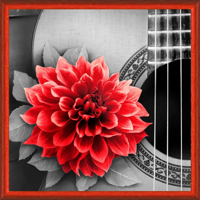 Fleur et Guitare 25x25 cm AZ-1772