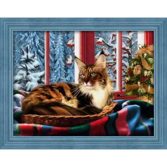 Maine Coon am Fenster 40x30 cm AZ-1695