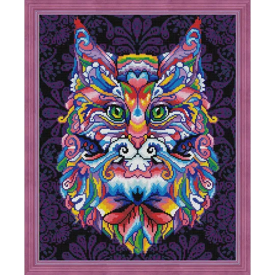 (Eingestellt) Diamant-Malerei-Set Mystische Katze 40 x 50 cm AZ-1596