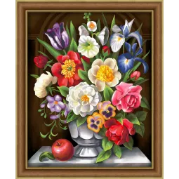 Deimantų tapybos rinkinys Gėlės 40х50 cm AZ-1604