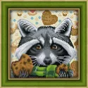 Diamond Painting Kit Raccoon with Cookies 25х25 cm AZ-1606