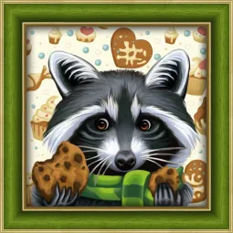Diamond Painting Kit Raccoon with Cookies 25х25 cm AZ-1606