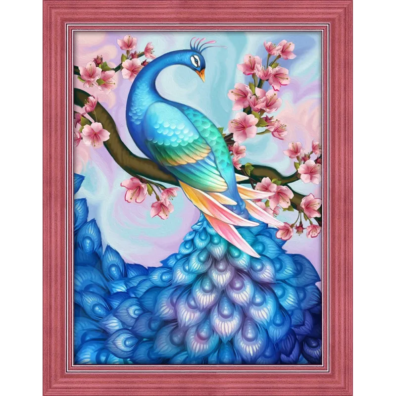 Diamond painting kit Sakura & Peacock 40х30 cm AZ-1624