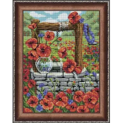 Deimantų tapybos rinkinys Aguonų laukas 40х30 cm AZ-1625