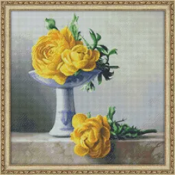 (Panaikinta) Deimantų tapybos rinkinys Geltoni bijūnai 50х50 cm AZ-1194