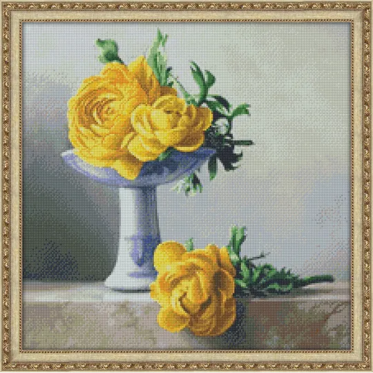 (Eingestellt) Diamond Painting Kit Gelbe Pfingstrosen 50х50 cm AZ-1194