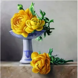 (Discontinued) Diamond Painting Kit Yellow Peonies  50х50 cm AZ-1194