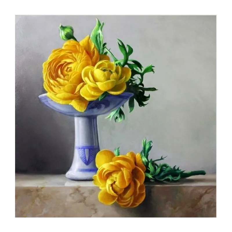 (Eingestellt) Diamond Painting Kit Gelbe Pfingstrosen 50х50 cm AZ-1194