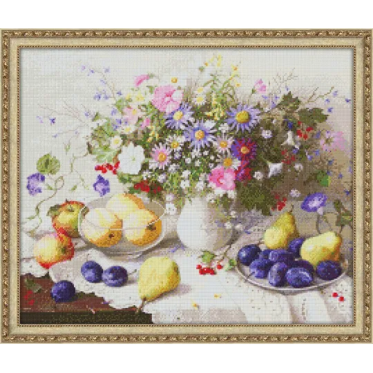 Diamant-Malerei-Set Blumen- und Obst-Stillleben 60 x 50 cm AZ-1196