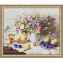 Deimantinio tapybos rinkinys Gėlių ir vaisių natiurmortas 60х50 cm AZ-1196