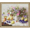 Kit de peinture diamant nature morte fleurs et fruits 60x50 cm AZ-1196