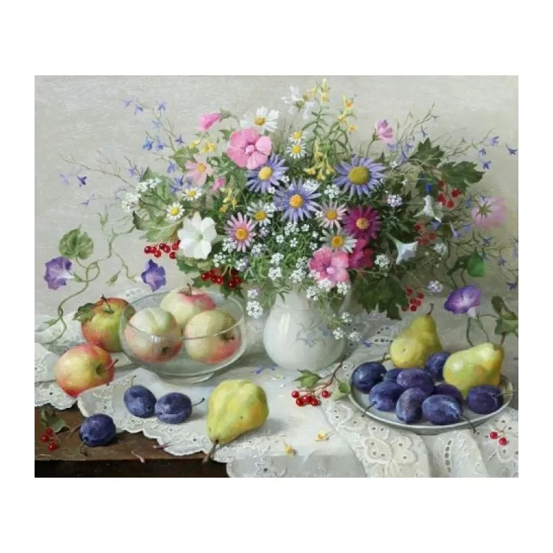 Kit de peinture diamant nature morte fleurs et fruits 60x50 cm AZ-1196