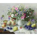 Kit de peinture diamant nature morte fleurs et fruits 60x50 cm AZ-1196