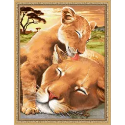 Lionceau avec sa mère 30x40 cm AZ-1740