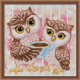 Hiboux et chocolat chaud 25x25 cm AZ-1796