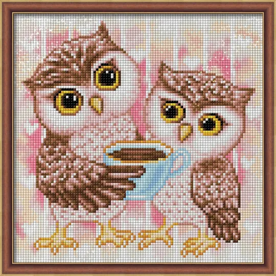 Chouettes et chocolat chaud 25x25 cm AZ-1796