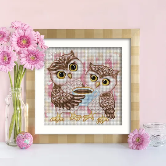 Chouettes et chocolat chaud 25x25 cm AZ-1796