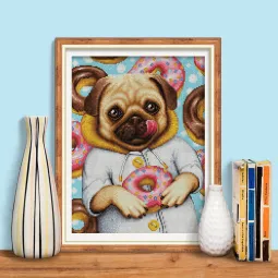 Pug et Doughnuts 30x40 cm AZ-1802