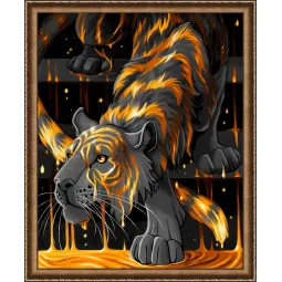 (Eingestellt) Tiger in Gold 40x50 cm AZ-1746