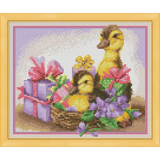 (Discontinued) Diamond Painting Kit Fluffy Ducks AZ-1474