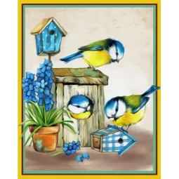 Deimantų tapybos rinkinys Friendly Birds 24х30 cm AZ-1475