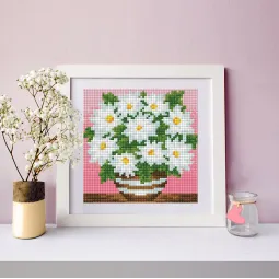 Deimantų tapybos rinkinys Ramunėlės  15х15 cm AZ-1638