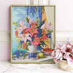 Deimantų paveikslėlio rinkinys Lila Buketas 40x50 cm AZ-1648