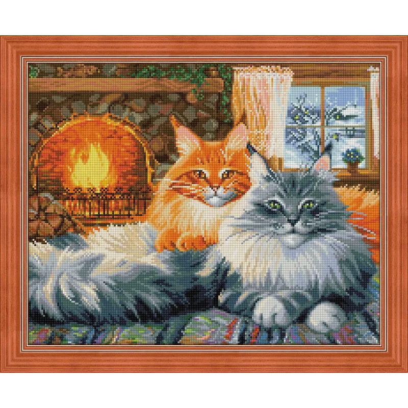 Diamant-Malerei-Set 2 Katzen 40 x 50 cm AZ-1649