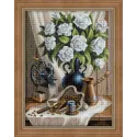 Kit de peinture diamant Roses blanches et café 30х40 cm AZ-1657