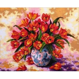 (Eingestellt) Diamant-Mal-Set Tulpen in der Vase 40x50 cm AZ-318