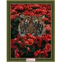 Tiger in Blumen 30*40 cm AZ-4123