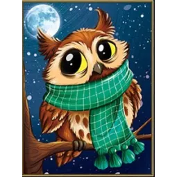 Little owl in a scarf  19*25 cm AZ-1908