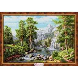 (Nustojo būti parduodamas) Kraštovaizdis su kriokliu 60*40 cm AZ-1910
