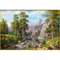 (Nustojo būti parduodamas) Kraštovaizdis su kriokliu 60*40 cm AZ-1910
