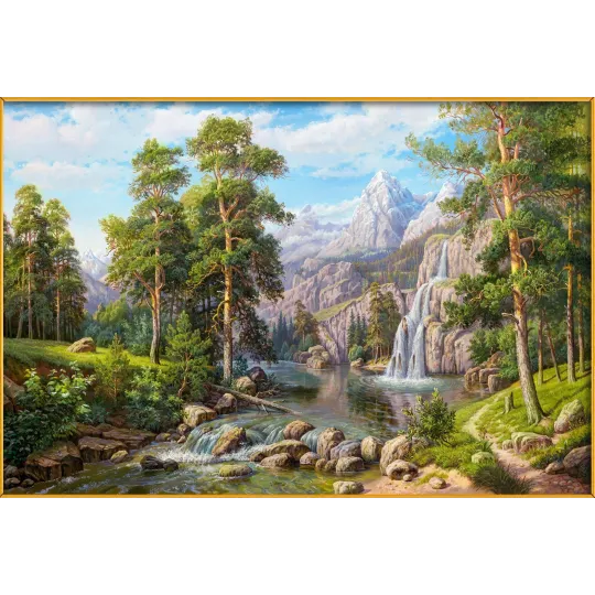 Landschaft mit Wasserfall 60*40 cm AZ-1910